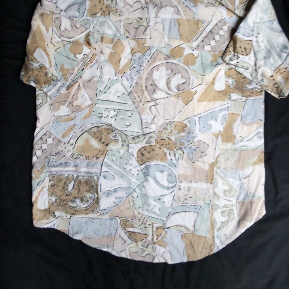 Vintage Maxx FM Abstract Geometric Button Shirt Short Sleeve - Picture 6 of 6